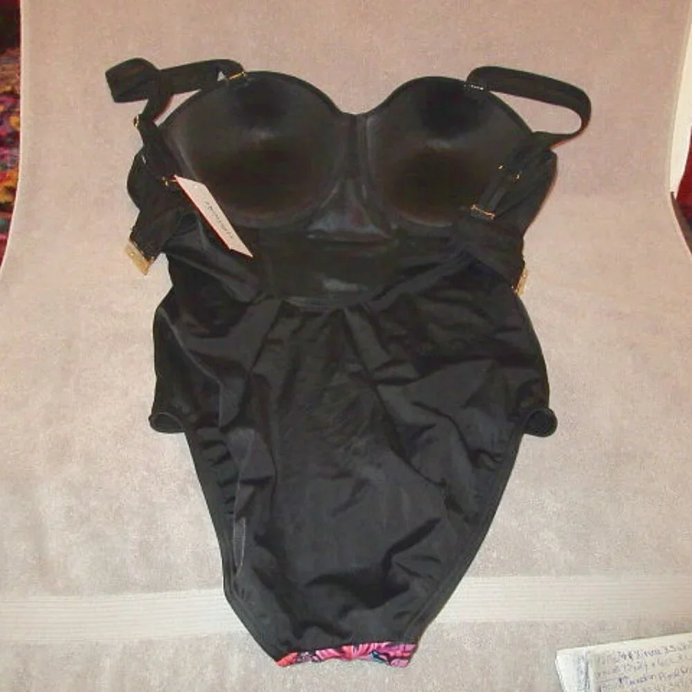 Swimsuits Ruched Underwire One Piece Swimsuit 18 Dark Floral Tummy Control NWT